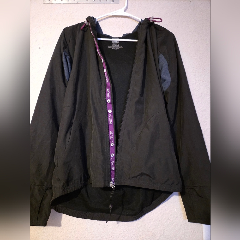 Aerie Black Women's Jacket with Blue Accents